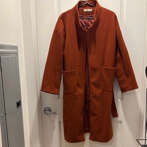 Women's Burnt Orange Single-Breasted Trench Coat